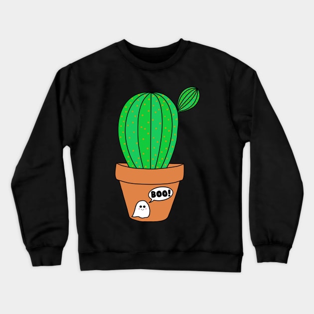 Cute Cactus Design #130: Cute Cactus In Halloween Ghost Terra-Cotta Pot Crewneck Sweatshirt by DreamCactus